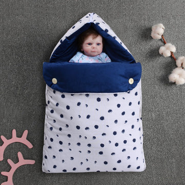 Velvet Hooded Baby Carry Nest-Blue Bugs