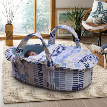 Printed Cotton Baby Basket with Head Pillow-Lining