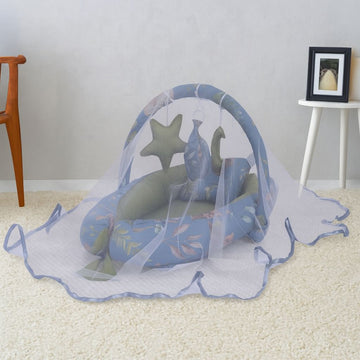 Printed Cotton Baby Snuggle set with Mosquito Net-Olive Deer