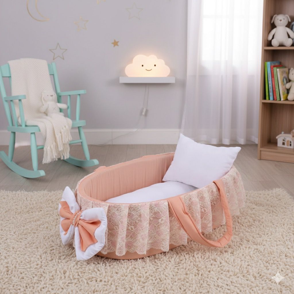 Luxury Cotton Baby Basket-Peach