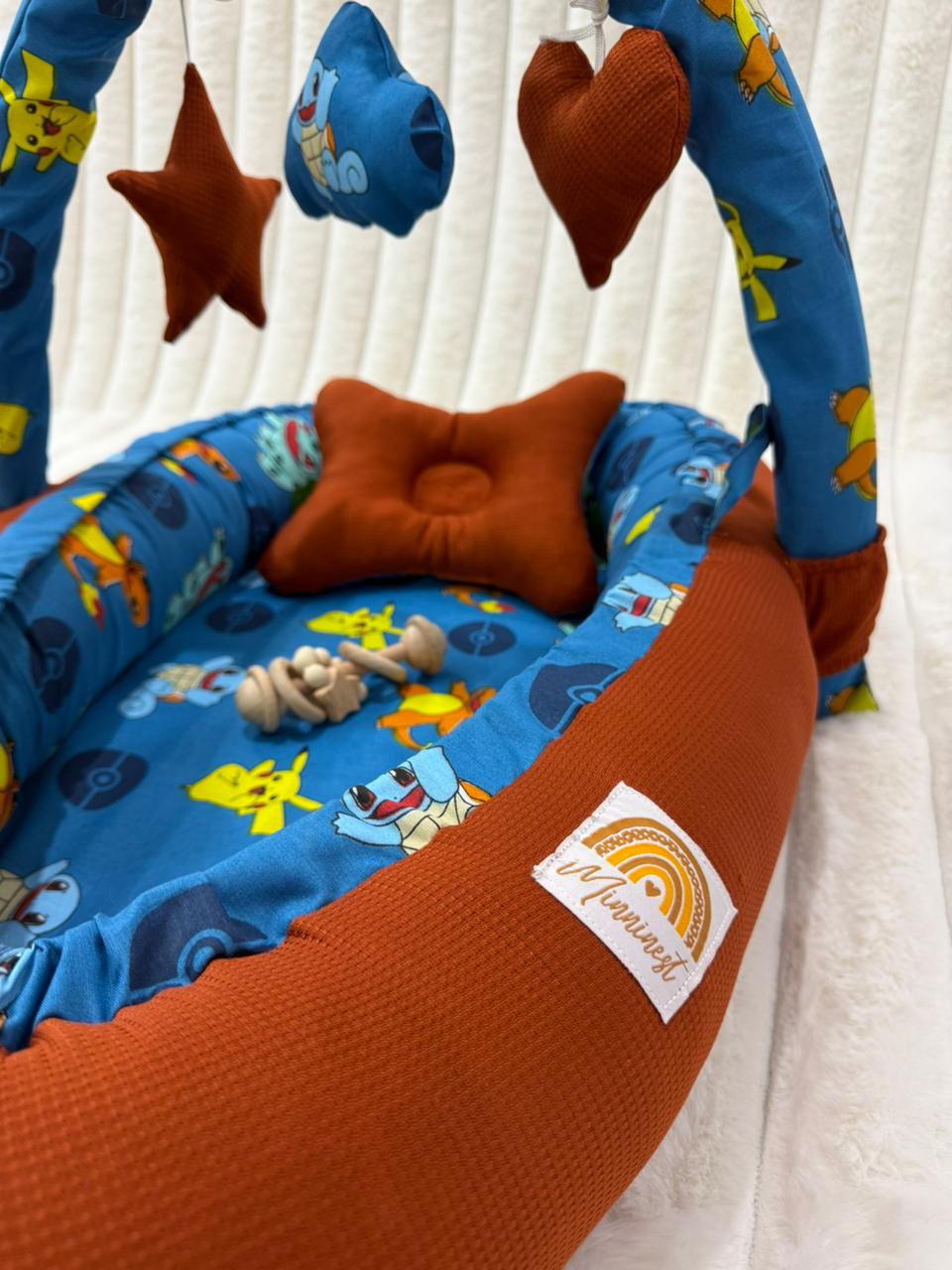 Cotton / Waffle Baby Snuggle Bed with Pillow-Pokemon