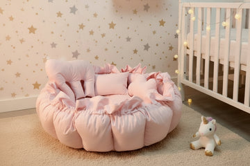 Cotton Baby Round Cot /Baby Sleeping Bed- Sweet Pink