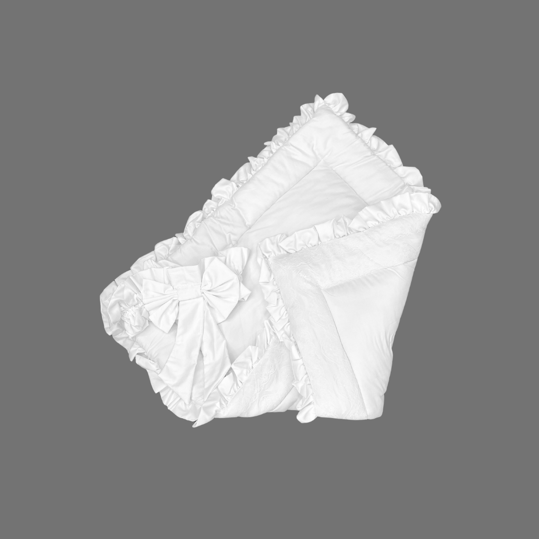 Frilly Cotton Satin Foldable Baby Sleeping Bag-White