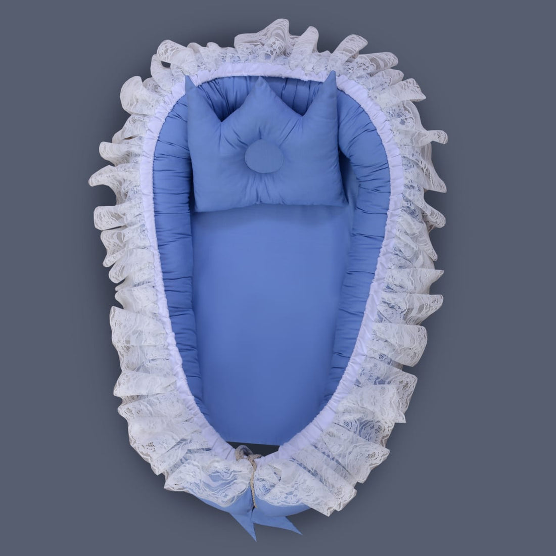 Luxury Cotton Baby Nest with Foldable Baby Sleeping Bag-Sky Blue