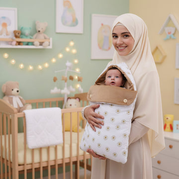 Velvet Hooded Baby Carry Nest-Floral Brown