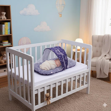 Printed Baby Mosquito Net with Pillow-Blue sunshine
