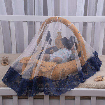 Printed Baby Snuggle Set With Pillow & Net- Yellow Tiger