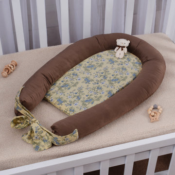 Velvet and Cotton Baby Nest- Brown Floral