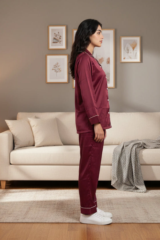Silk Coord Set - Maroon