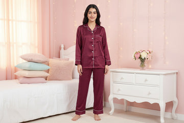 Silk Coord Set - Maroon