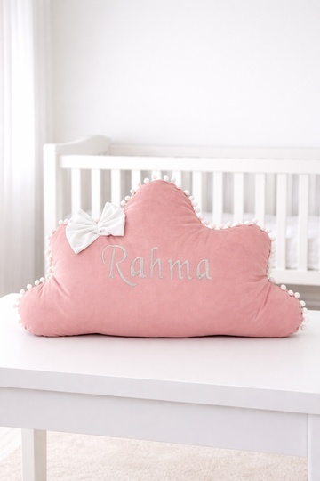 Customized Name Velvet Baby Cloud Cushion-Sea Pink