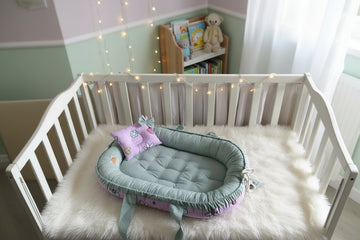 Two Sided Printed Cotton Baby Nest with Pillow- Flowers