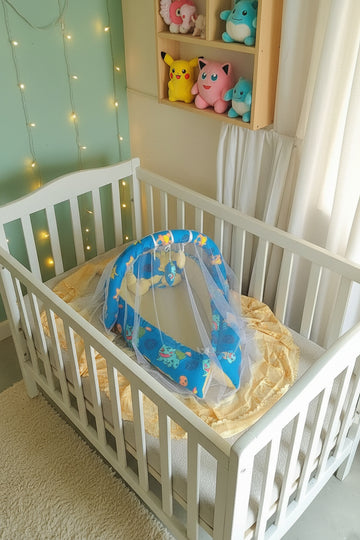 Cotton Baby Snuggle Bed With Pillow and Mosquito Net- Pokemone