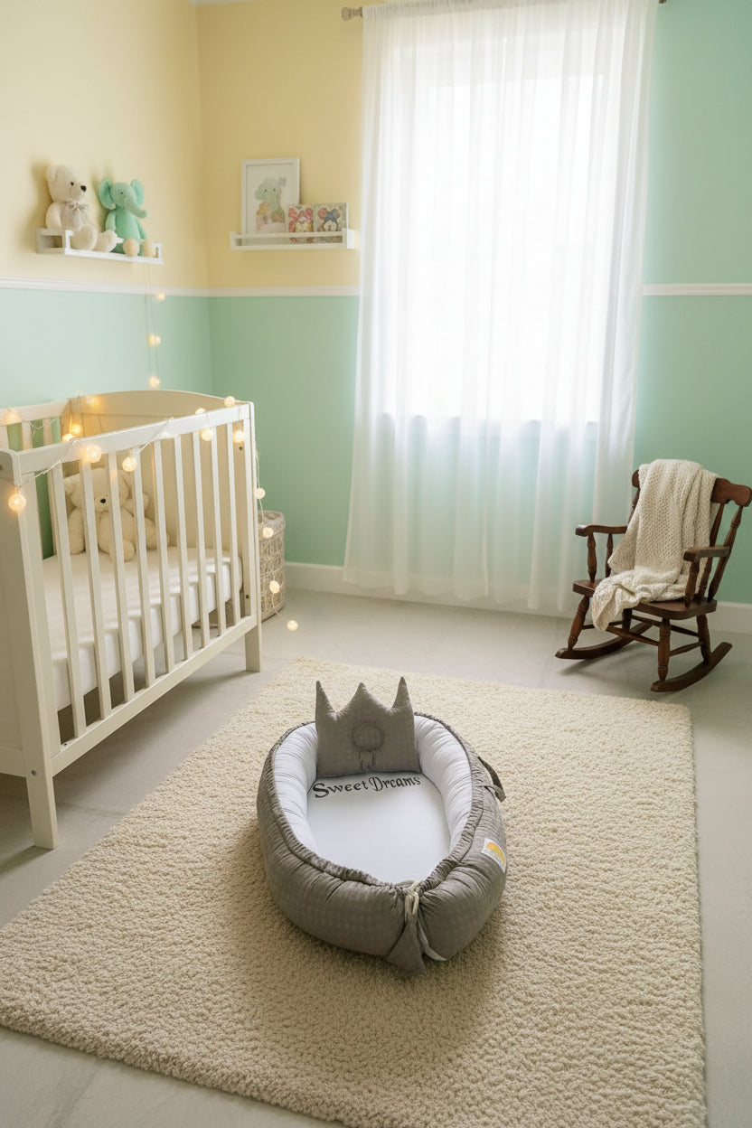Sweet Dream Cotton Baby Nest With Pillow- Gray