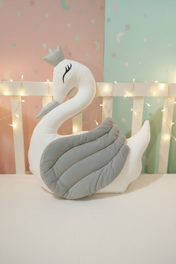 Premium Velvet Baby Swan Cushion-Gray Wing