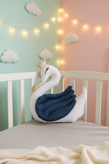Premium Velvet Baby Swan Cushion-Blue Wing