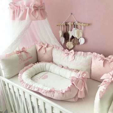 Cotton Baby Canopy Set- White & Pink