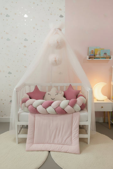 Luxury Velvet Baby Canopy Set- Pink
