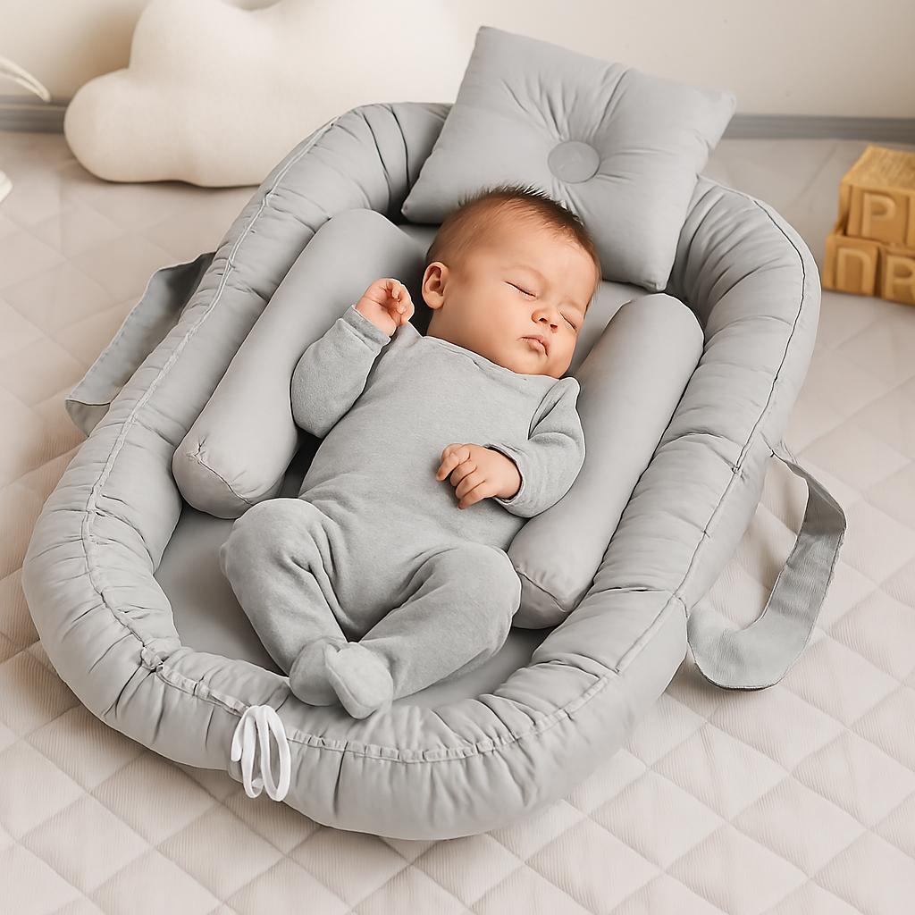 Cotton Baby Nest- 4 Pcs-Light Gray