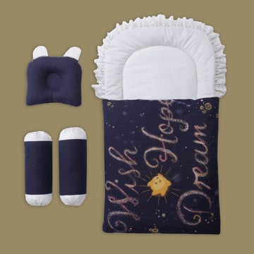 Cotton Printed Baby Carry Nest with Pillows-Dream