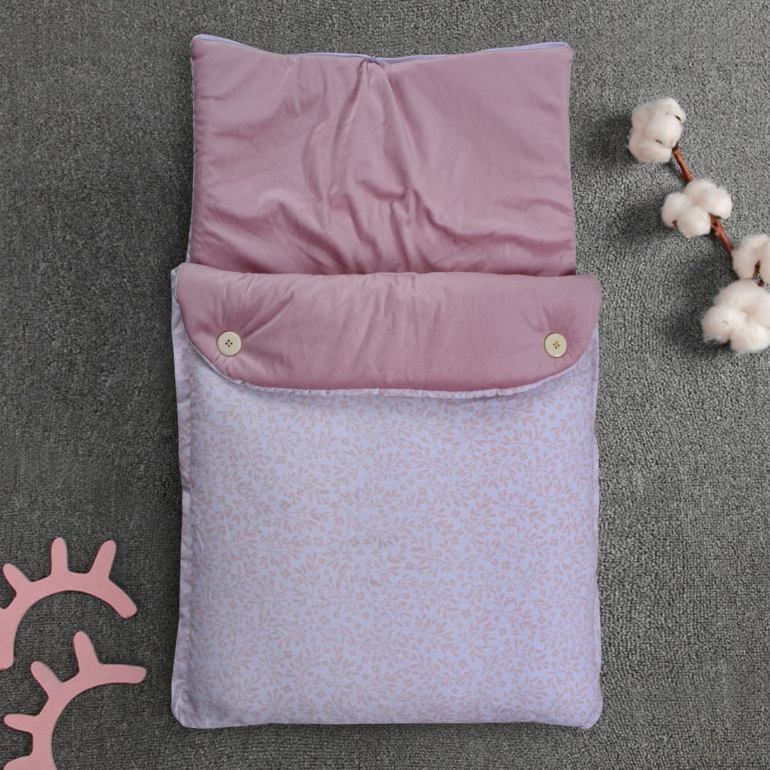 Velvet Hooded Baby Carry Nest-Little Pink Branches