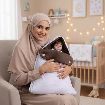Velvet Hooded Baby Carry Nest-Dotted Brown