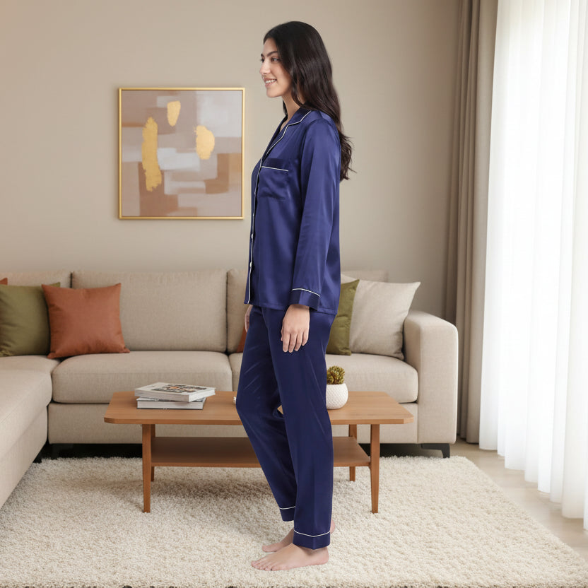 Silk Coord Set -Navy