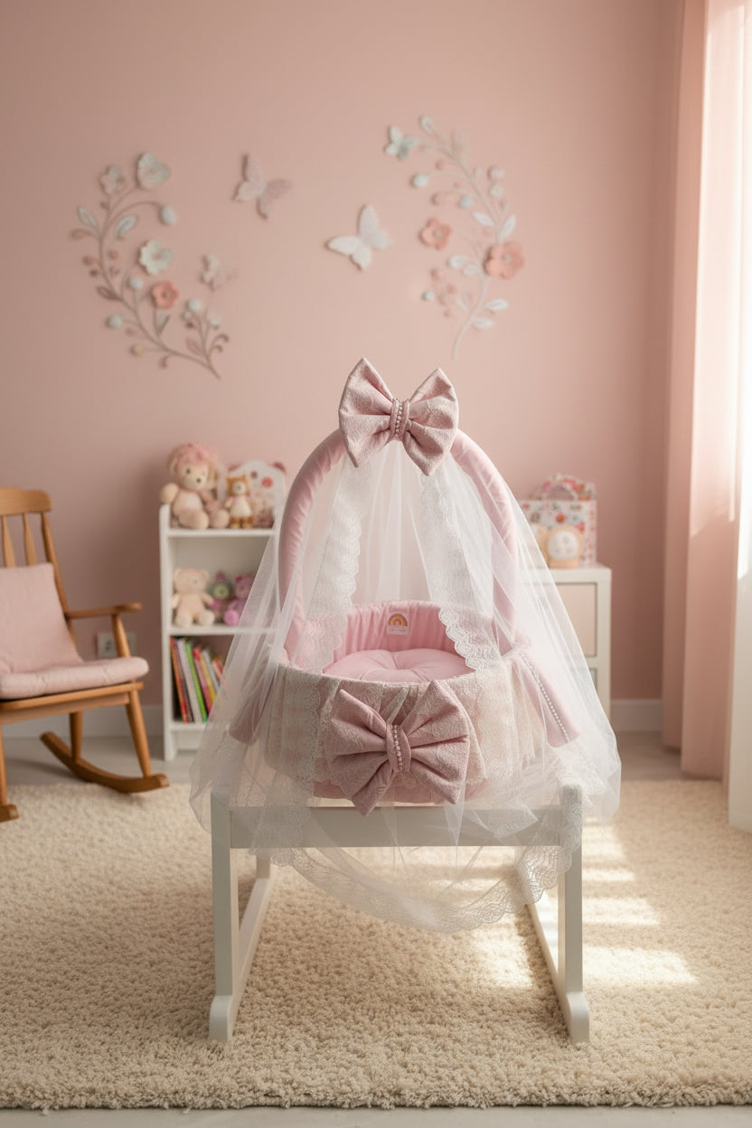 Luxury Cotton Baby Basket- Pink