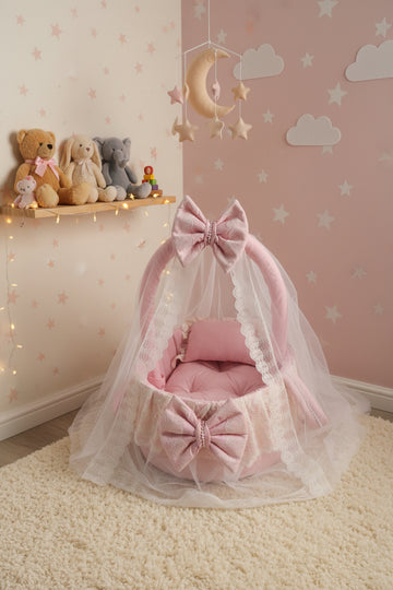 Luxury Cotton Baby Basket- Pink