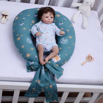 Printed Baby Nursing pillow with removable Cover- Green
