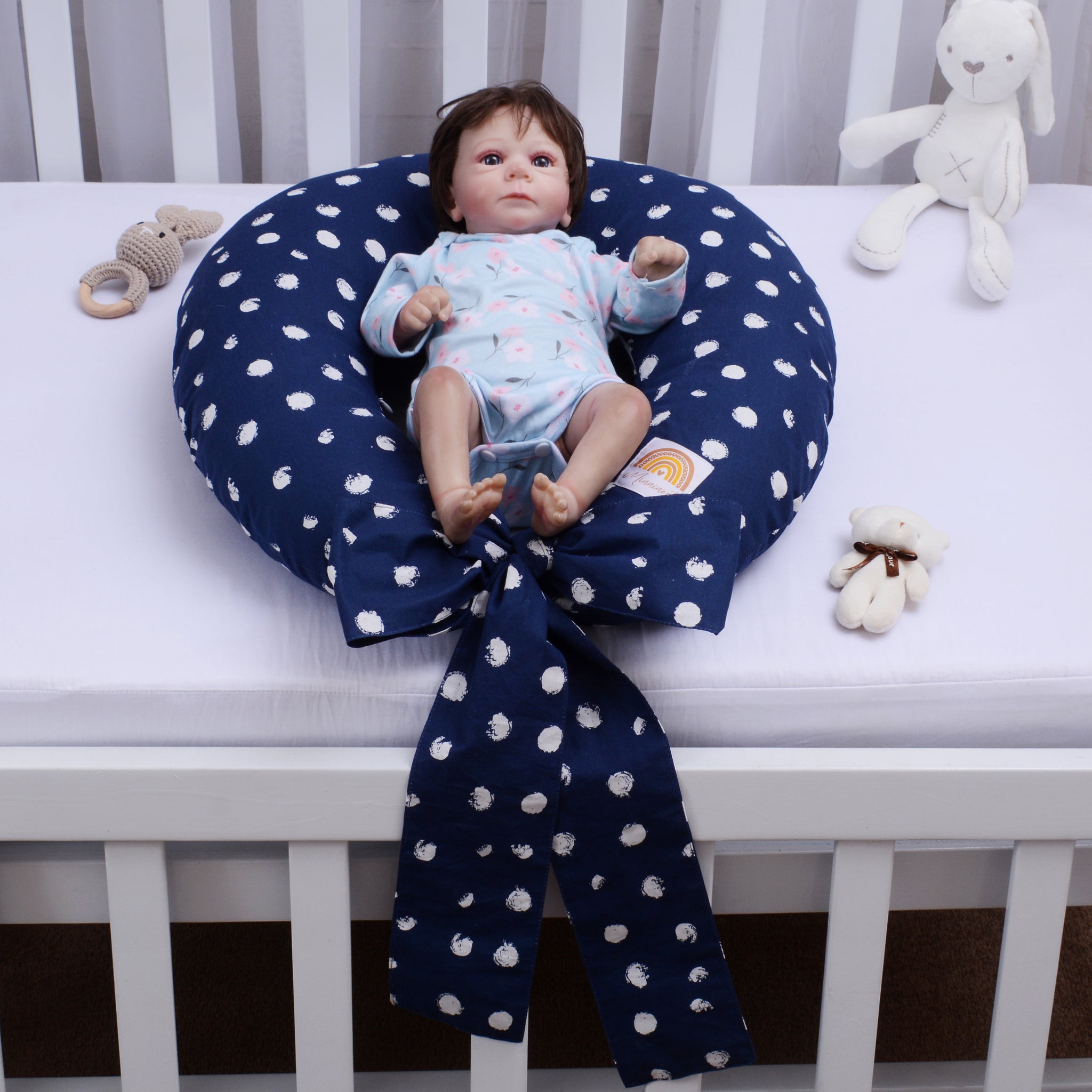 Printed Baby Nursing pillow with Removable Cover-Blue