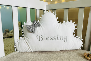 Blessing Velvet Baby Cloud Cushion- White