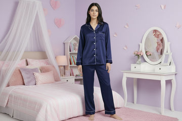 Silk Coord Set -Navy